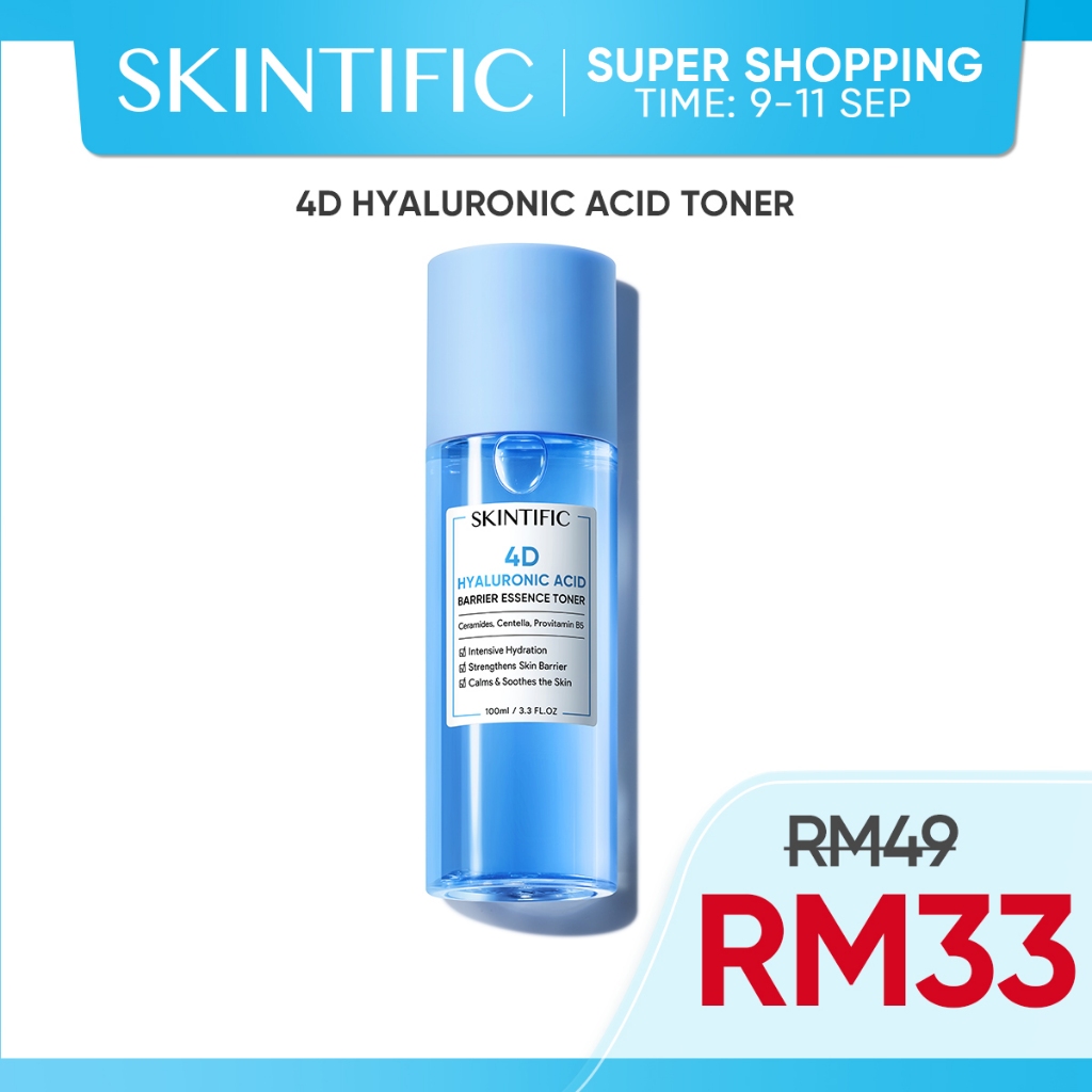 [100% Ori] SKINTIFIC 4D Hyaluronic Acid Barrier Essence Toner Hydrating Toner Ceramide Centella Asiatica Toner (100ml)