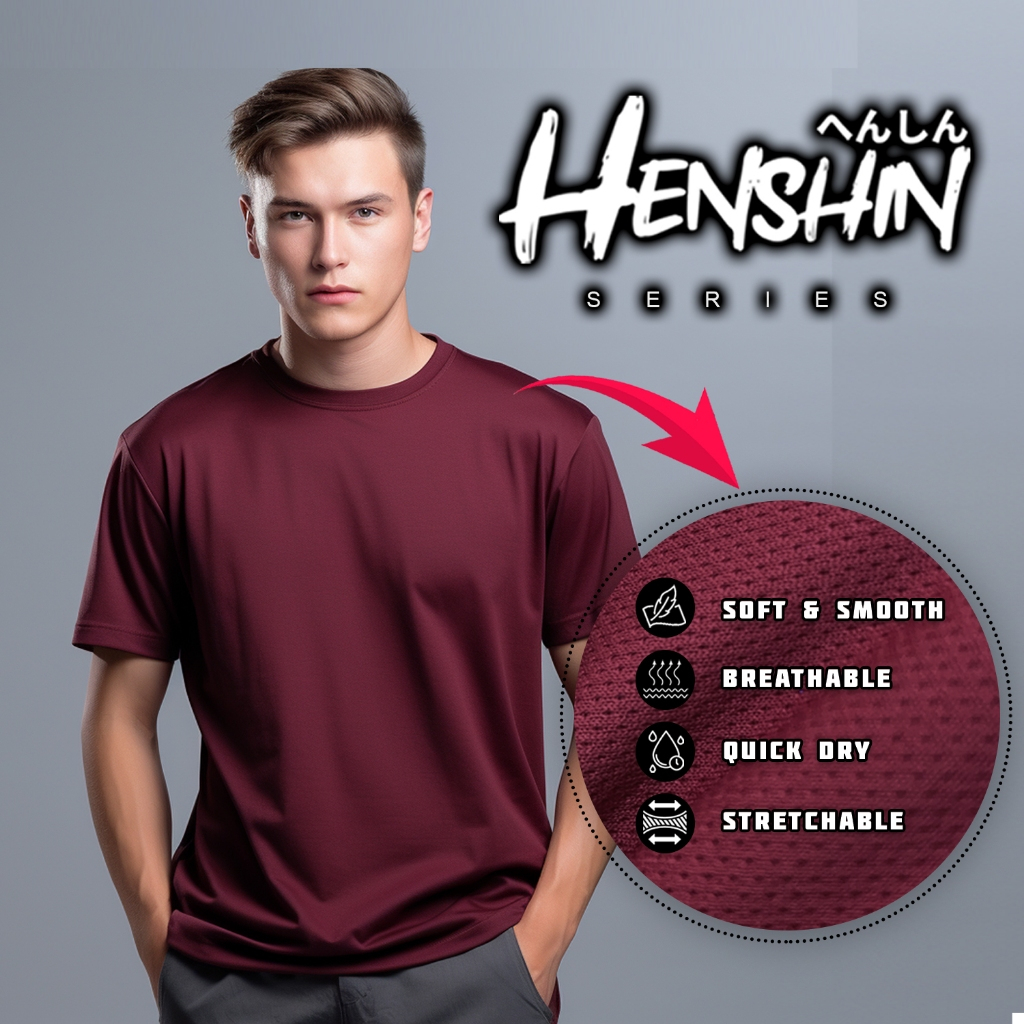 [Lamoda]HENSHIN Rider Unisex Short-sleeved Round Neck Plain Microfiber T-Shirt Jersey Breathable Fast Dry Anti-Bacteria