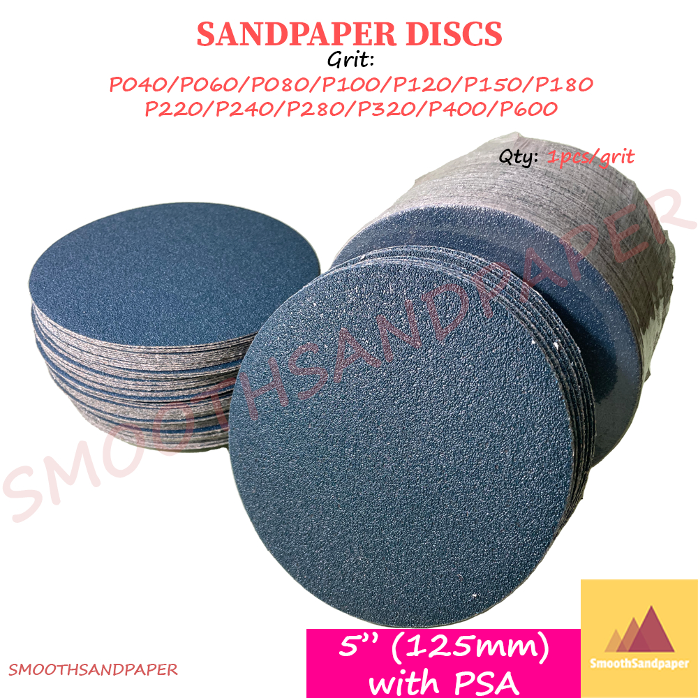 5" (125mm) Kertas Pasir Bulat (Hijau + PELEKAT) Abrasive Green Sandpaper Discs Aluminium Oxide (PSA) 砂纸背胶圆盘 image 2
