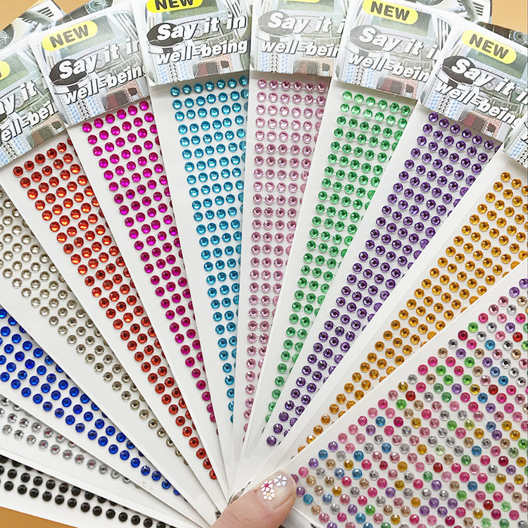 3/4/5/6mm Acrylic Diamond Crystal Sticker Self Adhesive Colorful Scrapbook DIY Craft Wall Sticker Mobile Car Motor Deco