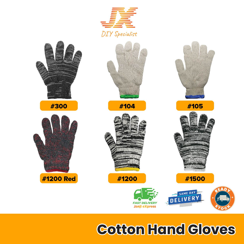 1pair Multipurpose Cotton Knitted Hand Safety Glove / Cotton Glove / Batik Sarung Tangan 104 #1200