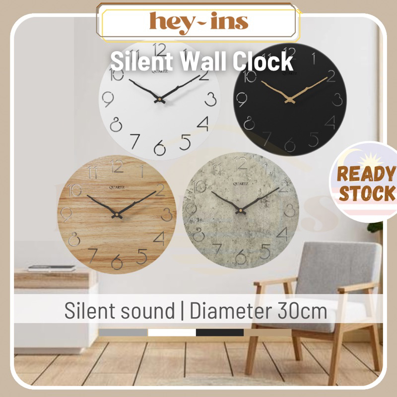 READY STOCKIkea Muji Style Minimalist Silent Wooden Wall Quartz Clock Style Wall Clock Jam Dinding Rumah