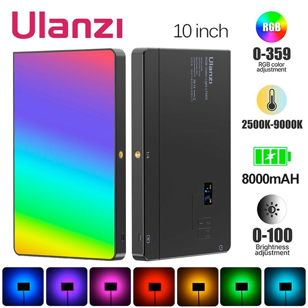 Ulanzi LT003 8000mAh 10" LED Panel Video Studio Light RGB Color Lamp