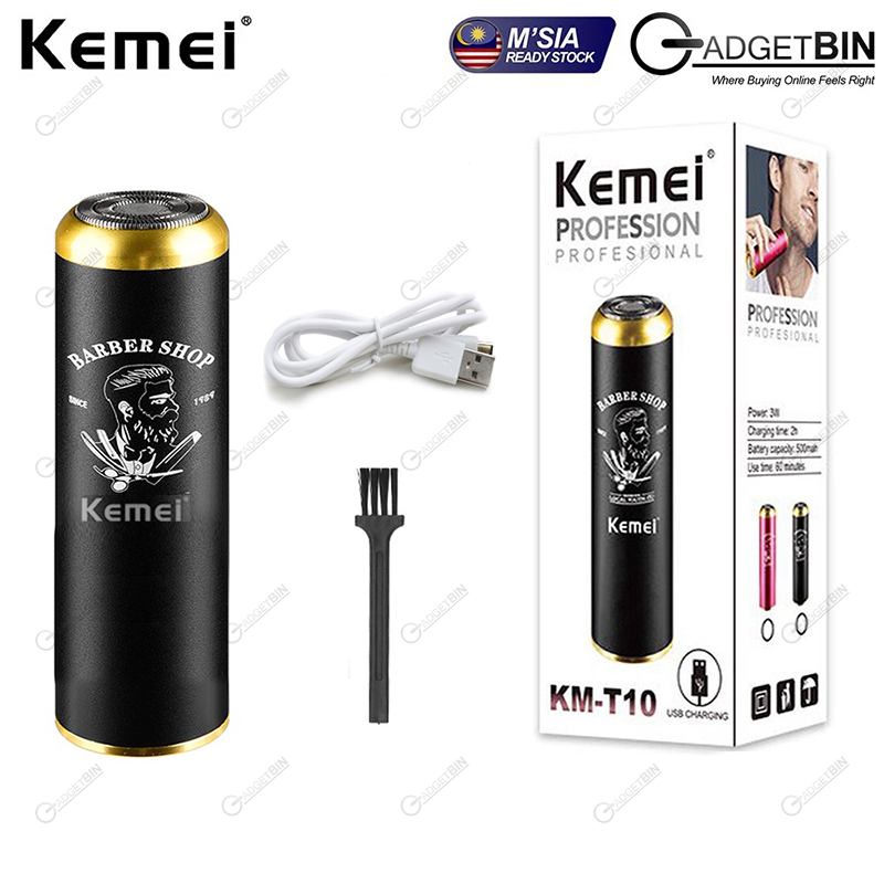 KEMEI KM-T10 Mini Men Electric Shaver Wet and Dry Use USB Rechargeable Portable Shaving Machine Alat Pencukur Elektrik
