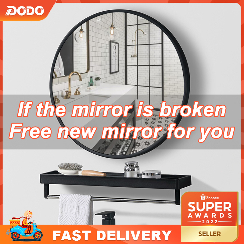 DO Bathroom Mirror Cermin Bilik Mandi Round Decorative Mirror Dressing Makeup Mirror With Shelf Toilet Wall Mirror 圆镜子