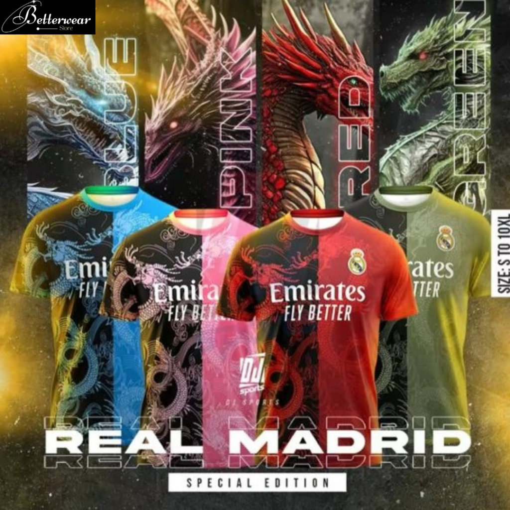 DJ Sport Jersey FOOTBALL Real Madrid Dragon Special. Ed. (P3) / Size: S-10XL / Baju Jersi Bola Sepak Lengan Pendek / SOC