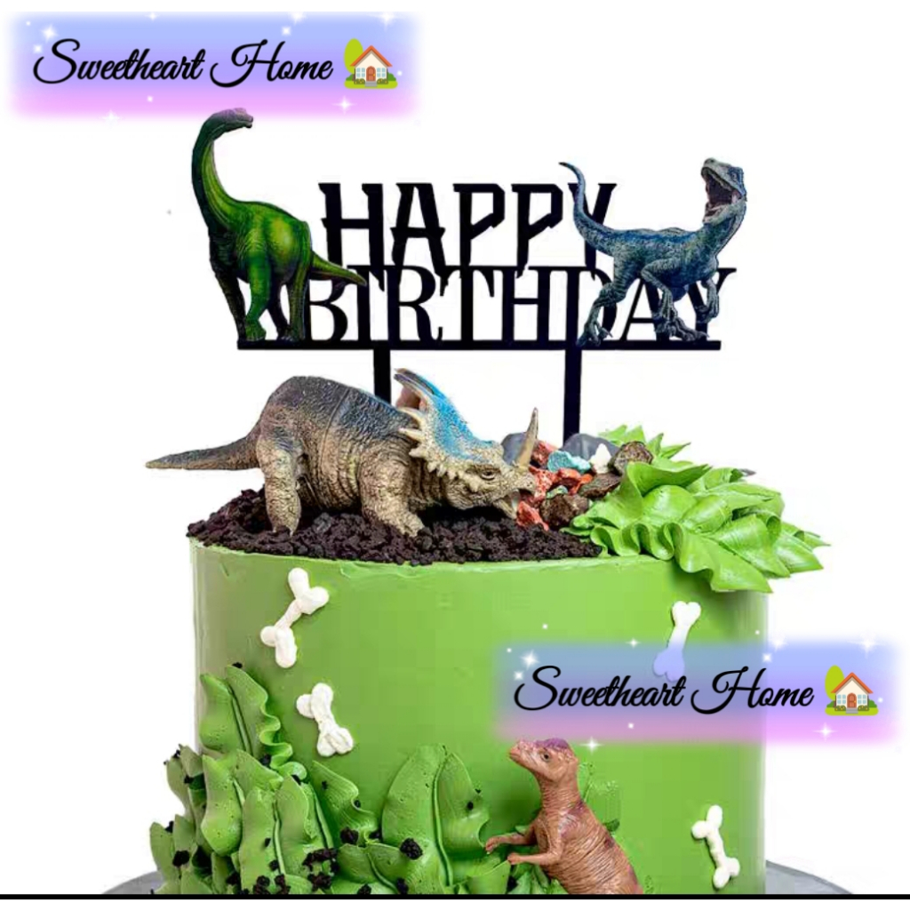 Ready stock - (B) Cute Dinosaur ClayDoll Tree Birthday Party Cake Decoration Topper 可爱恐龙生日派对蛋糕装饰