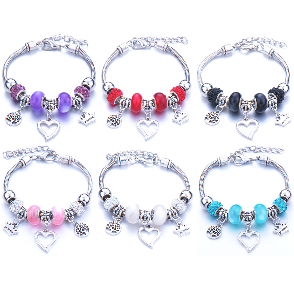 Heart/Tiara/ Star Charm Bracelets & Bangles Gold/Roses gold/silver Color Bracelets For Women