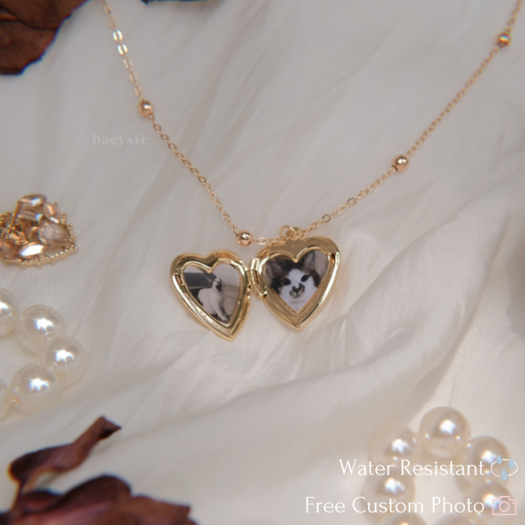 [Tiktok Viral] In My Heart Locket Necklace Vintage Timeless Free HD Custom Photo 18K Gold Plated Water-Resistant