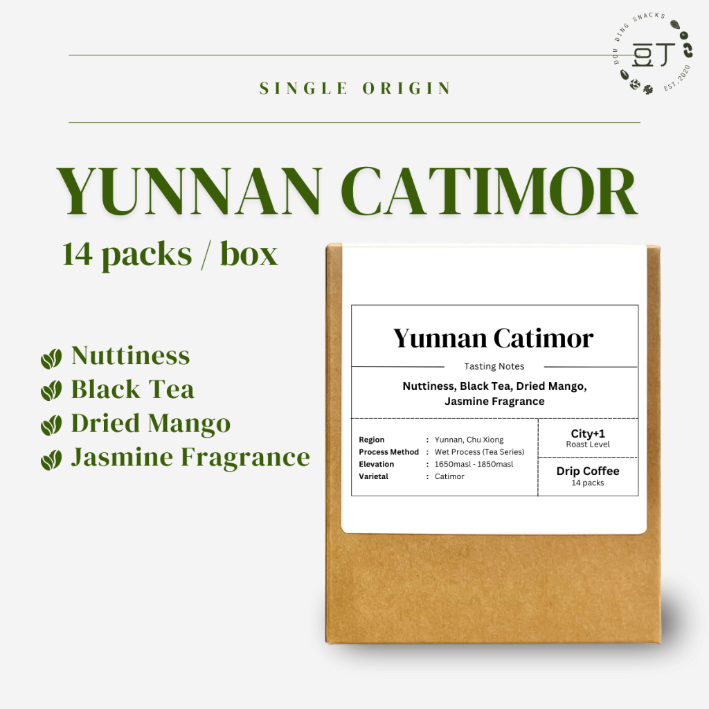 [ 14 packs ] Yunnan Catimor Single Origin Drip Bag Coffee Wet Process ( Tea Series ) | Freshly Roast | Arabica Bean