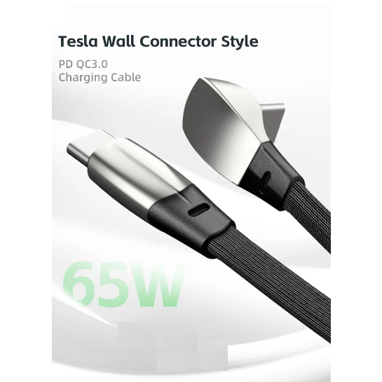 Tesla Wall Connector Style Elbow Charging cable PD QC3.0 type c USB C Charging Data Cord/4 Port Car Charger