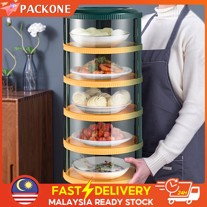 PACKONE Transparent Food Cover Stackable Tudung Saji Moden Bertingkat Insulation Dish Cover Sliding