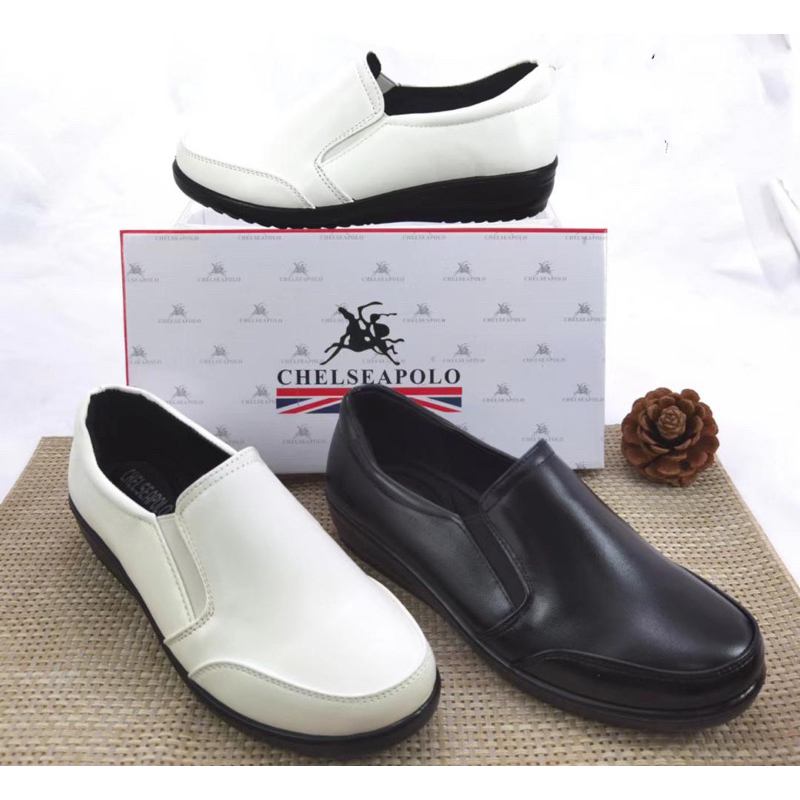 Ready stockChelseaPolo Kasut perempuan kesihatan /jururawat /Women Formal Shoes Black and White office and nurse shoes
