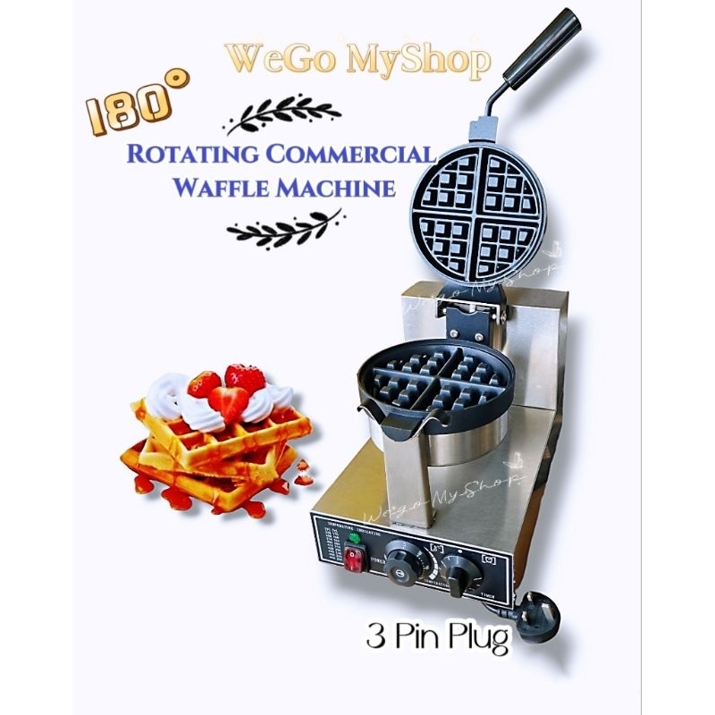 Ready Stock Commercial Electric Thick Waffle Maker 180°Rotating Waffle Machine Waffle Stick Machine Waffle Maker Machine