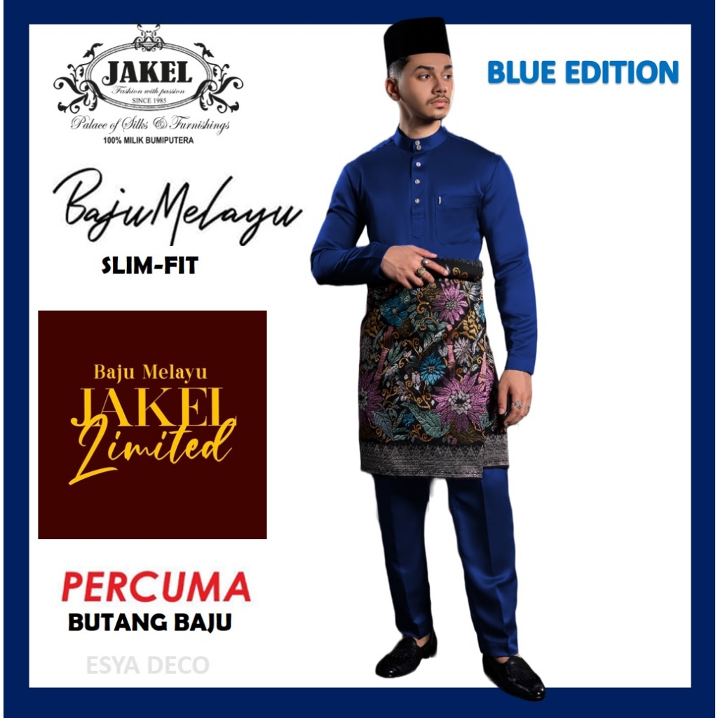 (SET BLUE) JAKEL LIMITED Baju Melayu Jakel Asad Motawh by JAKEL Cekak Musang Baju Raya 2024 Slim Fit Direct HQ Post