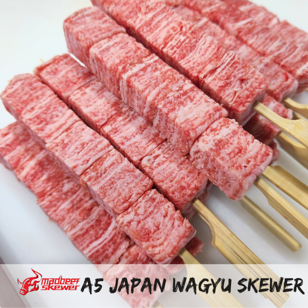 [FREE 1 MEAT PATTY for 10sticks] HALAL JAPAN A5 WAGYU SKEWER 5 STICKS/PACK(240G/250G)