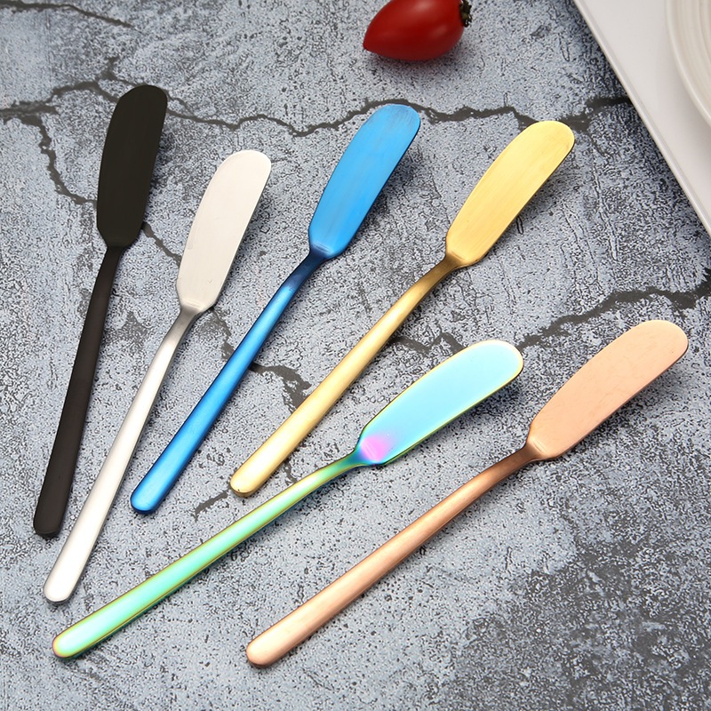 304 Stainless Steel Butter Knife Cream Spatula Pastry Jagger Creative Tableware Jam Scraper Scratch Butter 304不锈钢牛油刀韩式长柄