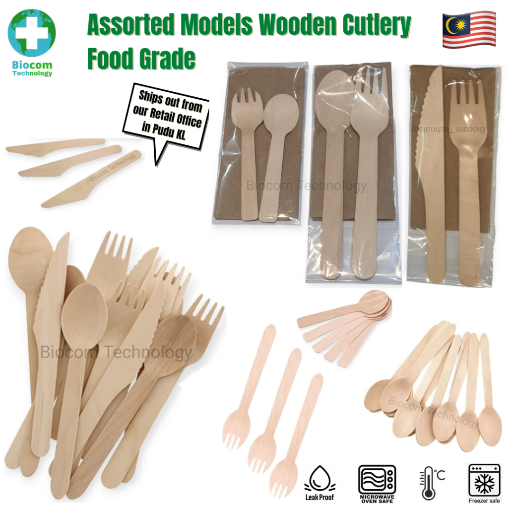 Assorted Models Wooden Bamboo Fork Spoon Spork Knife Biodegradable Disposable Bio Utensils Cutlery Dinnerware Tableware