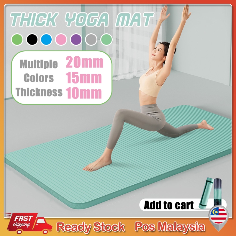 Yoga Mat EXTRA THICK 10MM NBR Non-Slip Mat FREE STRAP PACKAGE Aerobic Home Workout Fitness Exerciser Tikar Yoga