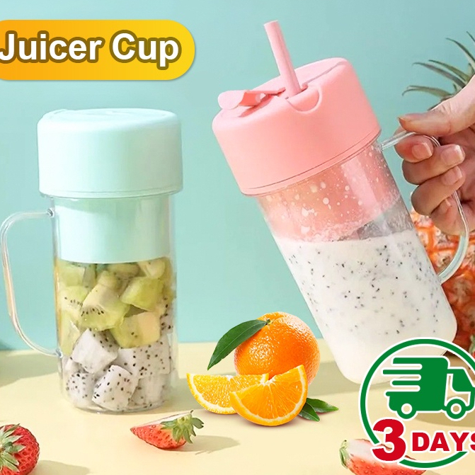 Blender Juice Juicer Cup With Straw Portable Juice Blender Wireless Fruit Juicer Jus Mixer Cup Bottle榨汁杯 便携果汁杯