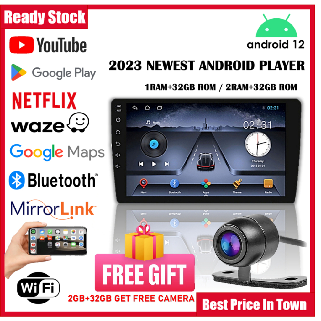 Android Player 9 Inch 10 Inch 2 RAM+32GB Car Android Player Radio Kereta Touchscreen Navigation 2DIN WIFI GPS Quad 4Core