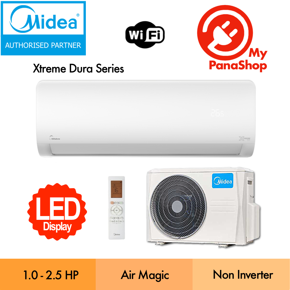 Midea AirCond R32 Xtreme DURA Non Inverter Air Conditioner WiFi Ready (1.0HP-2.5HP) MSGD-09CRN8/12CRN8/18CRN8/24CRN8