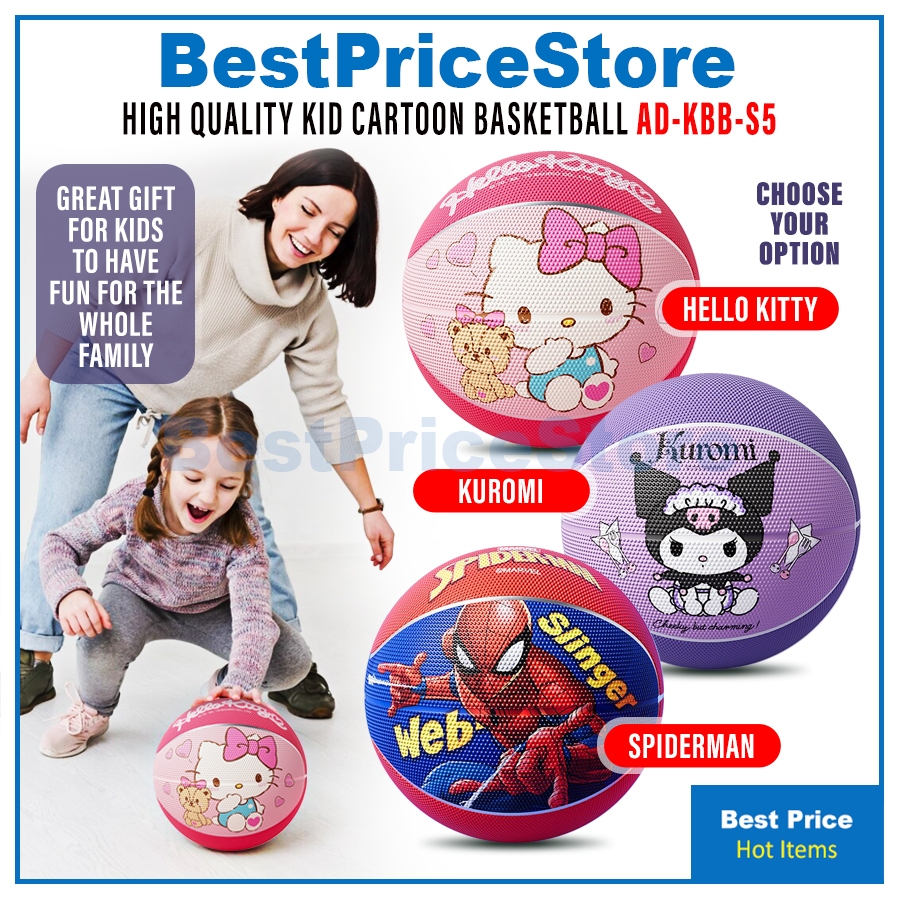 BPS High Grade Size 5 Kids Basket Ball Rubber Basketball Children Kuromi Spiderman Kitty Kid Balls Bola Keranjang KBB-S5