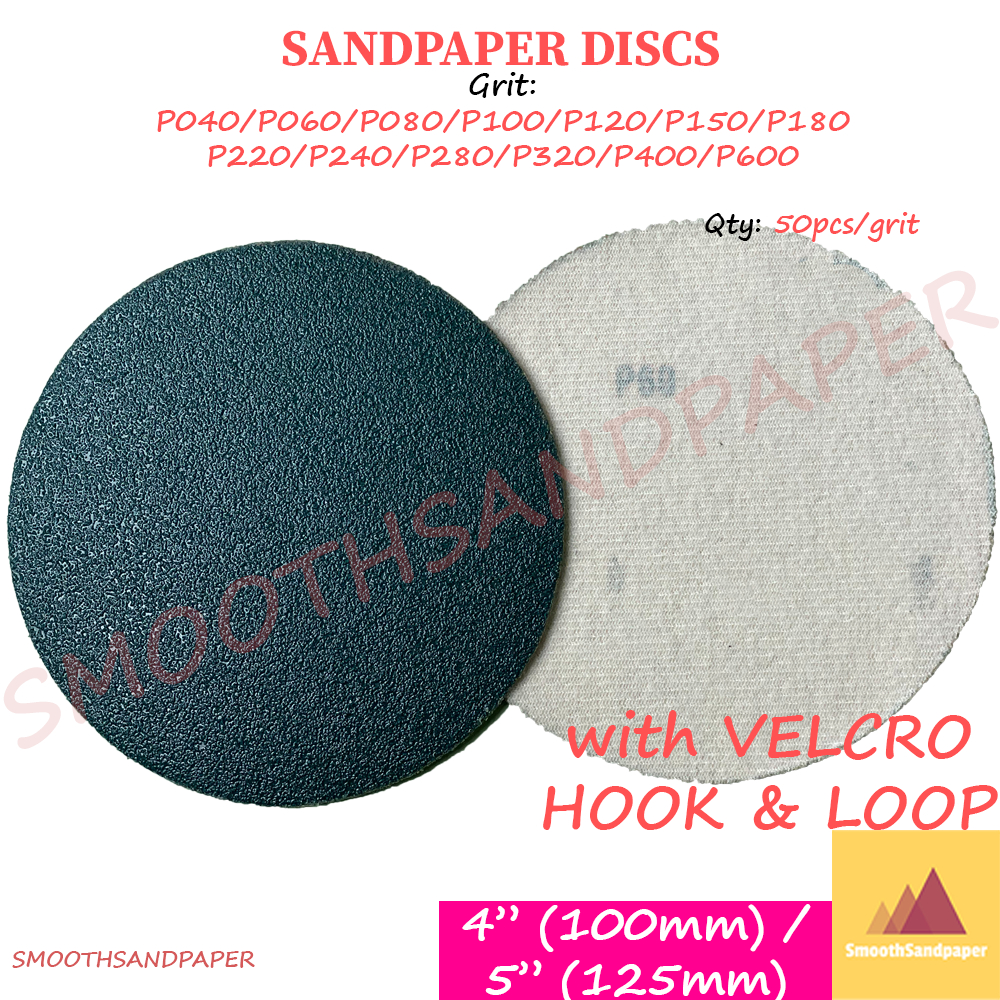 4" (100mm) / 5" (125mm) Kertas Pasir Bulat HOOK&LOOP (VELCRO) Abrasive Sandpaper Discs Aluminium Oxide (VELCRO) 砂纸背绒圆盘 image 2