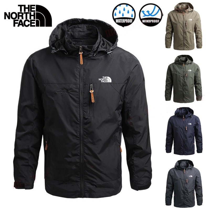 【Delivery In 2 Days】The North Face Men Women Jacket Outdoor Hooded Windproof Waterproof Plus Size Hiking Windbreaker