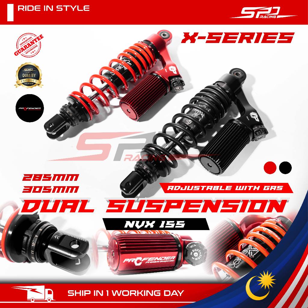 Dual Suspension Monoshock Absorber | 285 / 305MM | Adjustable With Gas X-SERIES PROFENDER For NVX 155 NMAX V2