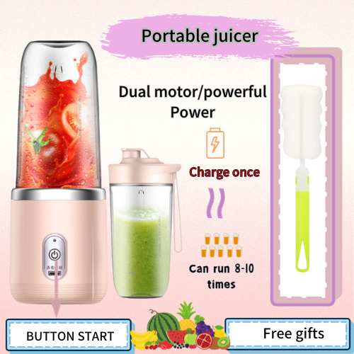 2Cup Electric fruit juicer blender juice mixer mini Wireless Portable household USB Charging 6 Blade gift juice cup榨汁机