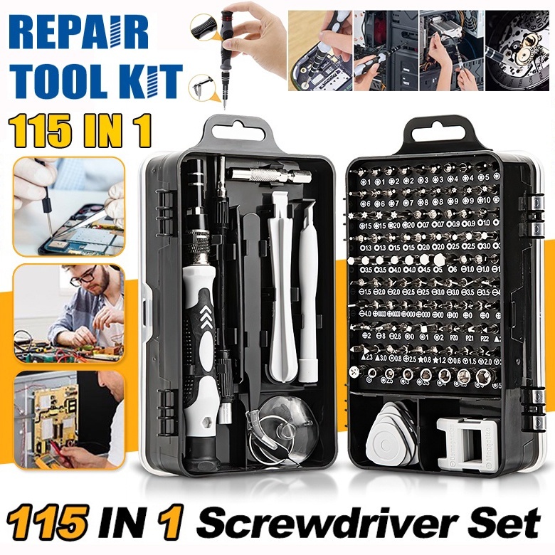 【115-in-1】️ Precision Screwdriver Set Mini Magnetic DIY Repair Tool Kit Multifunction Tool Pemutar Skru Ketepatan 螺丝刀套装