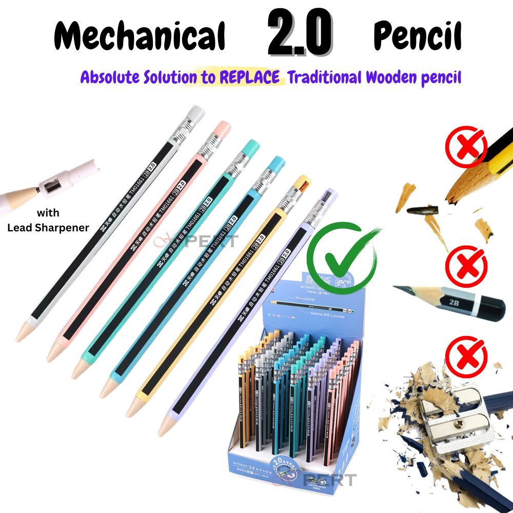 2 in 1 2.0 2B Lead Mechanical Pencil with sharpener 2mm Early Learning automatic kawaii kid first pensel woodfree cute