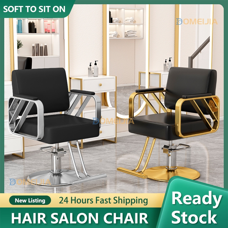 (Ready Stock) Hairdressing barber chair stainless steel  lift hair salon armchair  adjustable height