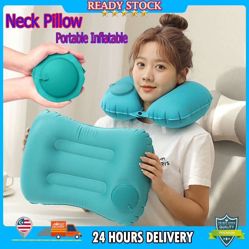 U shape Neck Pillow Automatic Inflatable Pillow Multifunction Foldable Home Work Camp Travel Pillow Bantal Angin 充气枕头