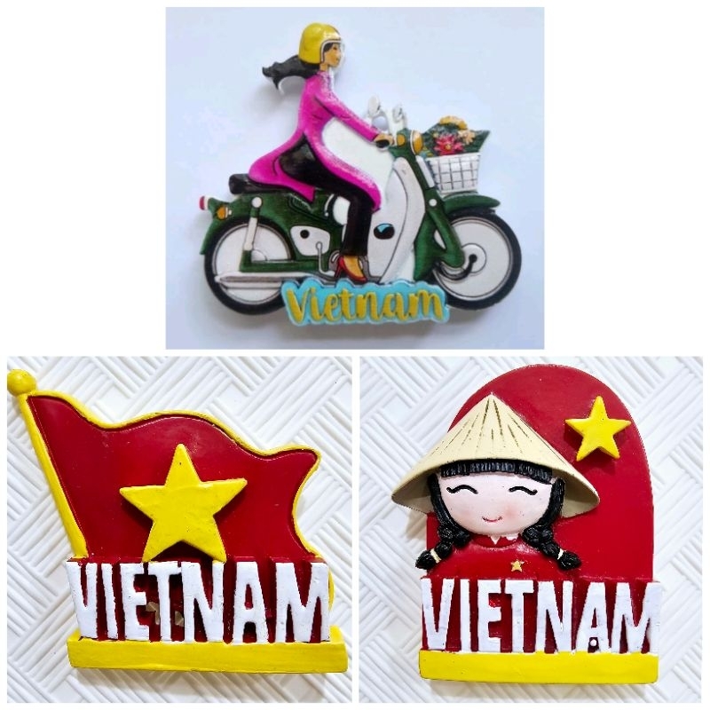 Printed Fridge Magnet Album 5 - Vietnam | Myanmar | Fridge Magnet Souvenir - Vietnamese lady on a bike