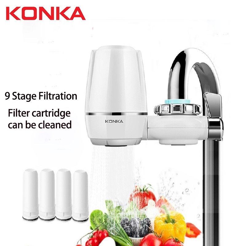 KONKA Mini Tap Water Purifier Kitchen Faucet with Washable Rust Bacteria Removal Ceramic Percolator Water Filter