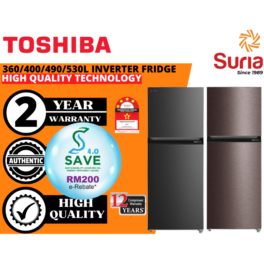 (Free Delivery )Toshiba 360L/400L/490L/530L Inverter 2 Door Refrigerator GR-RT416WE GR-RT468WE GR-RT559WE GR-RT624WE