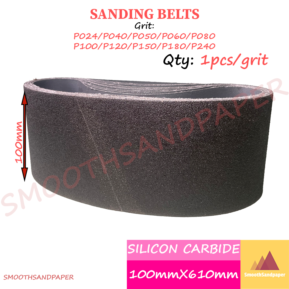 Sanding Belts Silicon Carbide Kertas Pasir 100mmX610mm (4"X24") 4寸手提坦克机木工家具打磨抛光黑色碳化硅砂带610*100可定制 image 3