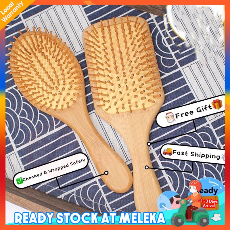Natural Wooden Comb Bamboo Scalp Massage Hair Brush 气垫梳子 Hair Brush Anti Static Air Cushion Comb 木梳子 Sikat Rambut