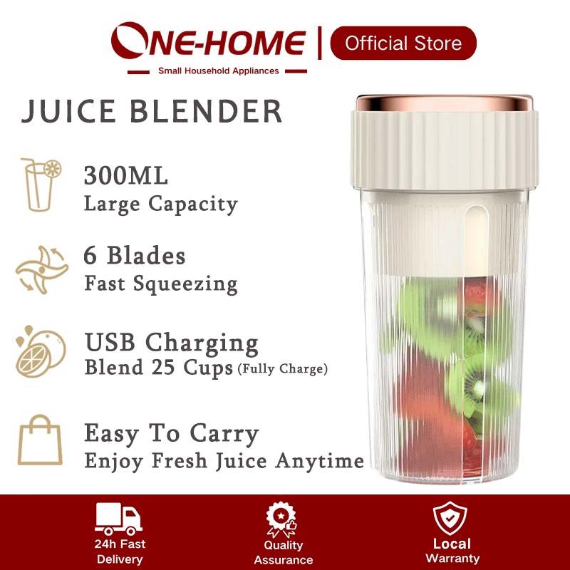 ONEHOME Juice Blender 6 Blades Portable Fruit Juicer Blender Rechargeable Juice Extractor Mini Speed Blender 300ml果汁杯搅拌机