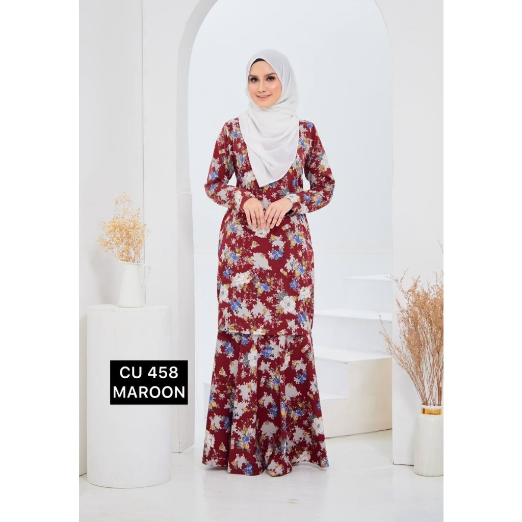 Baju Kurung Moden Chiffon Kain Kembang Payung Raya 2023 XS – 4XL