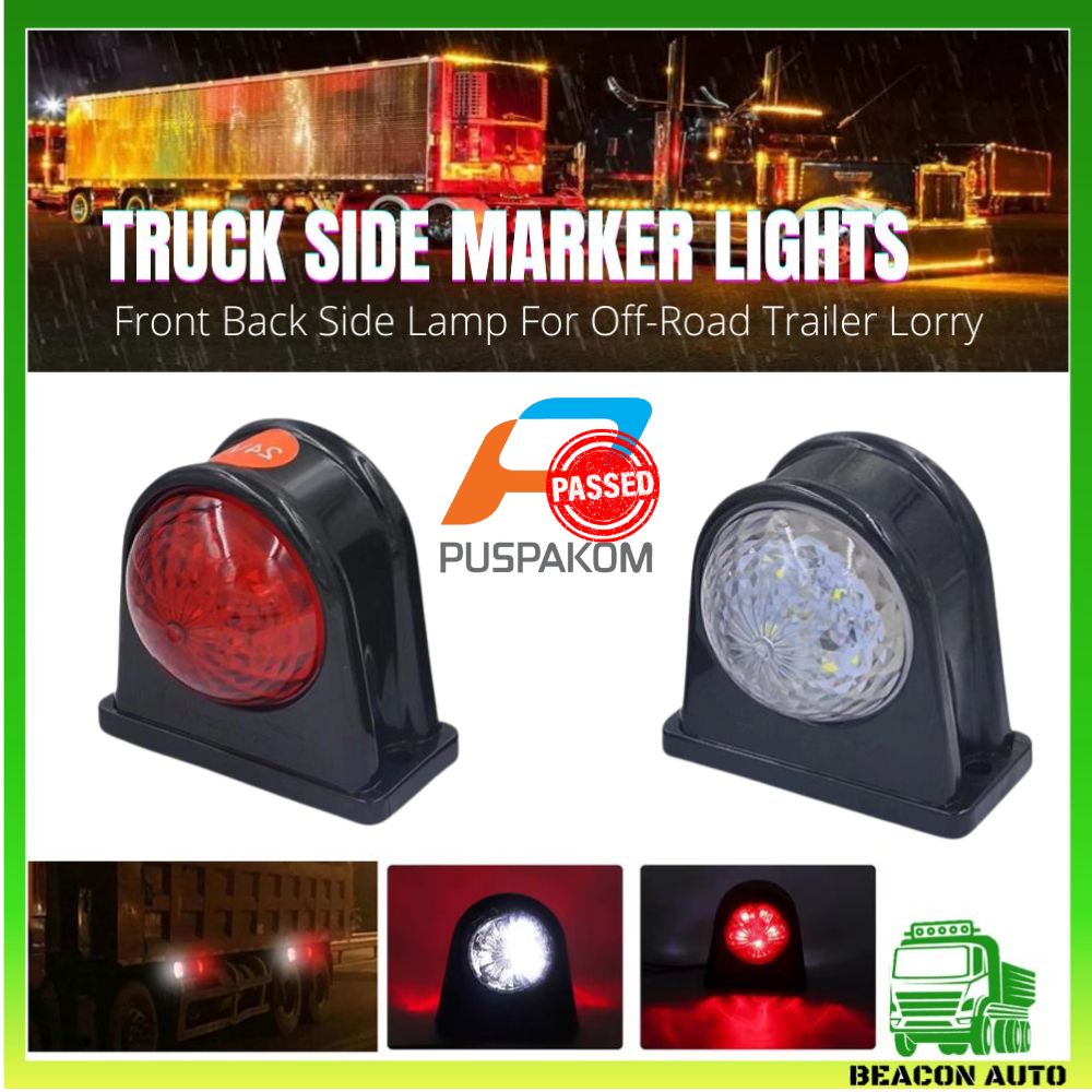 TRUCK LED SIDE MARKER 24V TRAILER MERAH PUTIH LAMPU SISI AKSESORI LORI SIDE MARKER LAMP LAMPU LORI BODI LAMPU LORI TEPI