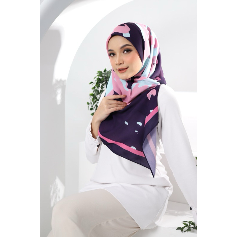 Bawal Nalia Syuhada Blossom Custom-made Cotton Premium Sakura Bawal Bidang (45") Tudung Bawal Corak Printed Hijab Raya