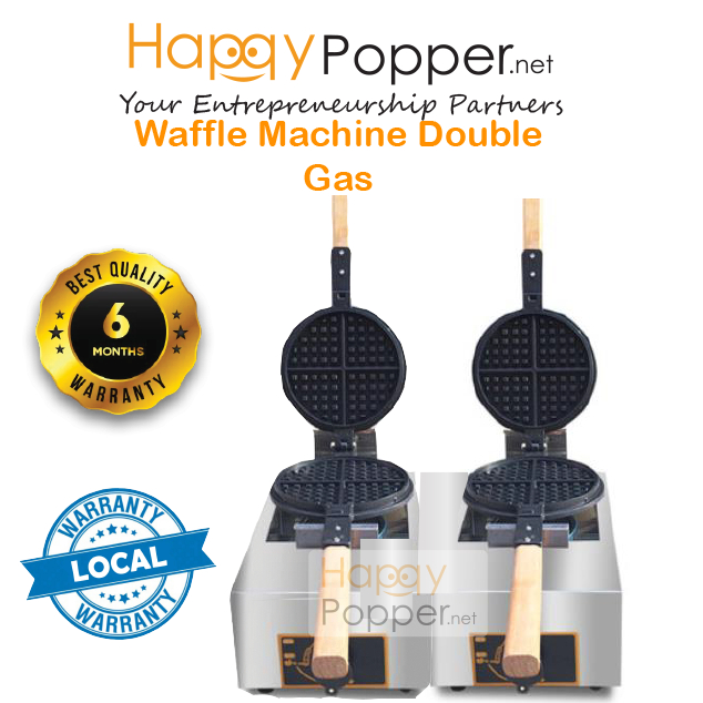 Happypopper Commercial Gas Mesin Wafer Waffle Maker Machine Single Double Heavy Duty