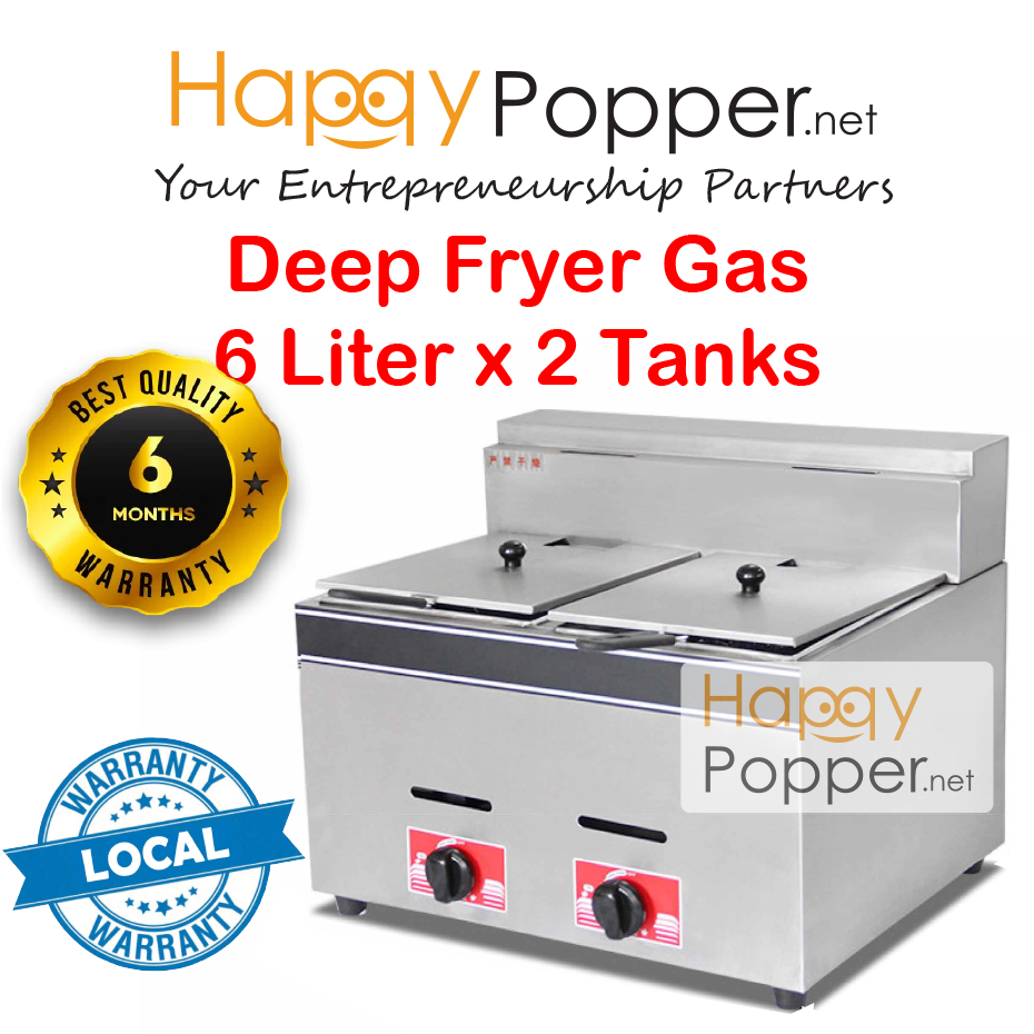 Happypopper 2 years warranty Commercial Deep Fryer Electric Double Fryer 6 liter x 2 tank 6liter with Timer Funtion 6L