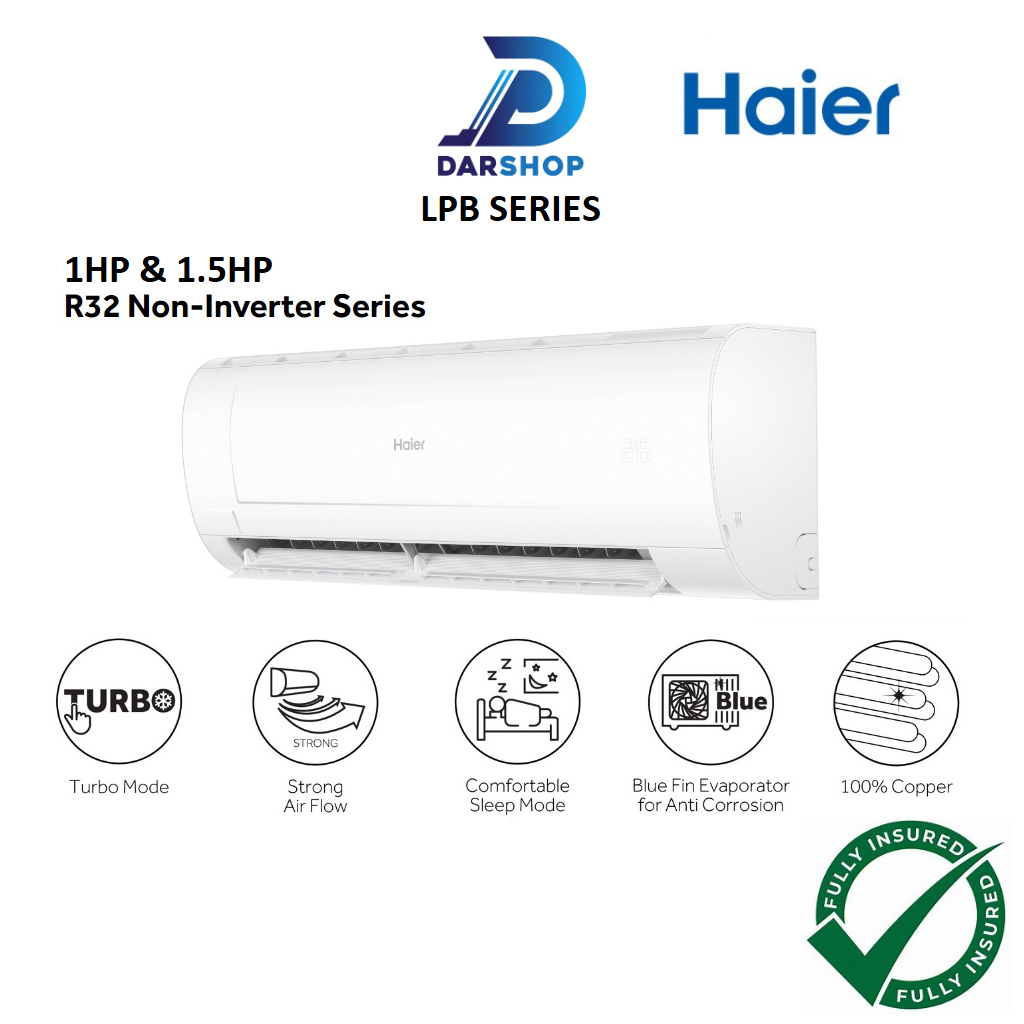 Haier 1HP 1.5HP 2HP Non Inverter Air Conditioner Penghawa Dingin Air Cond Aircond Murah 冷气机 冷氣機 HSU-10LPB23 HSU-13LPB21