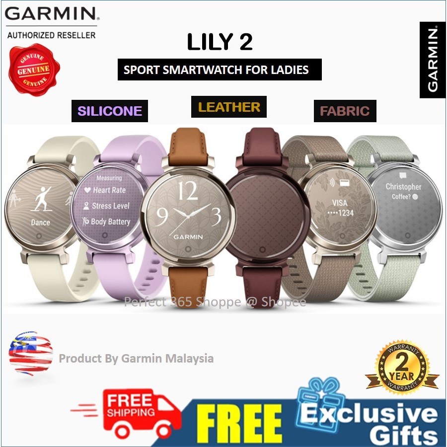 Garmin Lily 2 - Smart Fitness watch Stylish Patterned Lens Smart Touchscreen Silicone / Fabric / Leather Band