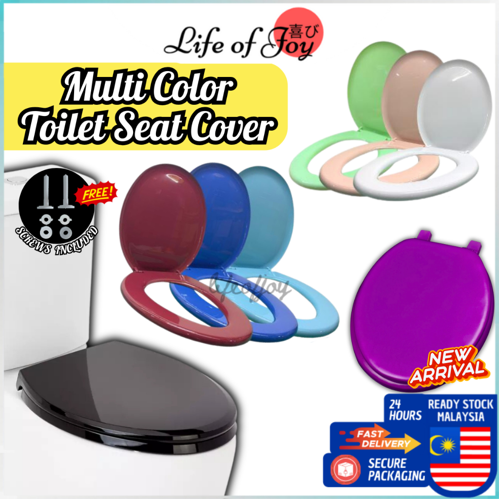 *7Colors* Toilet Bowl Colour Seat and Cover with Screws Toilet Seat Plastik Jamban Duduk Tandas Penutup Tandas Duduk 马桶盖