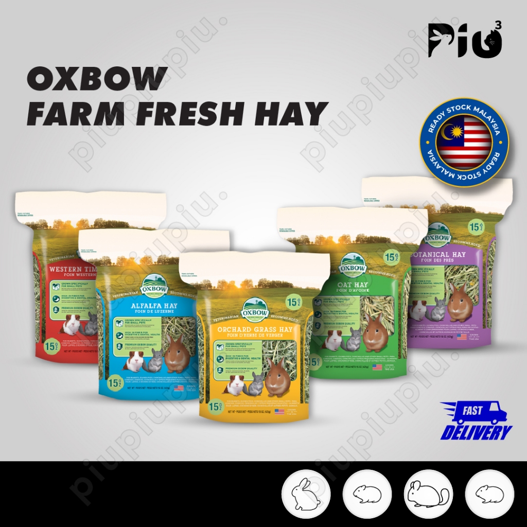 [24HR SHIP] OXBOW FARM FRESH HAY Timothy Botanical Alfalfa Oat Hay Orchard Grass Hay Rabbit Guinea Pig Chinchilla 兔子 干草